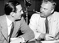 Basil Rathbone and Nigel Bruce at the mic